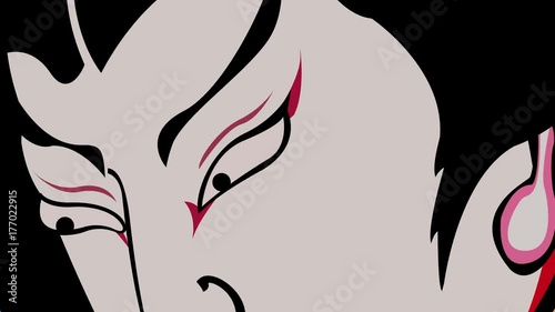 Dramatic Japanese Kabuki Character Facial Expressions