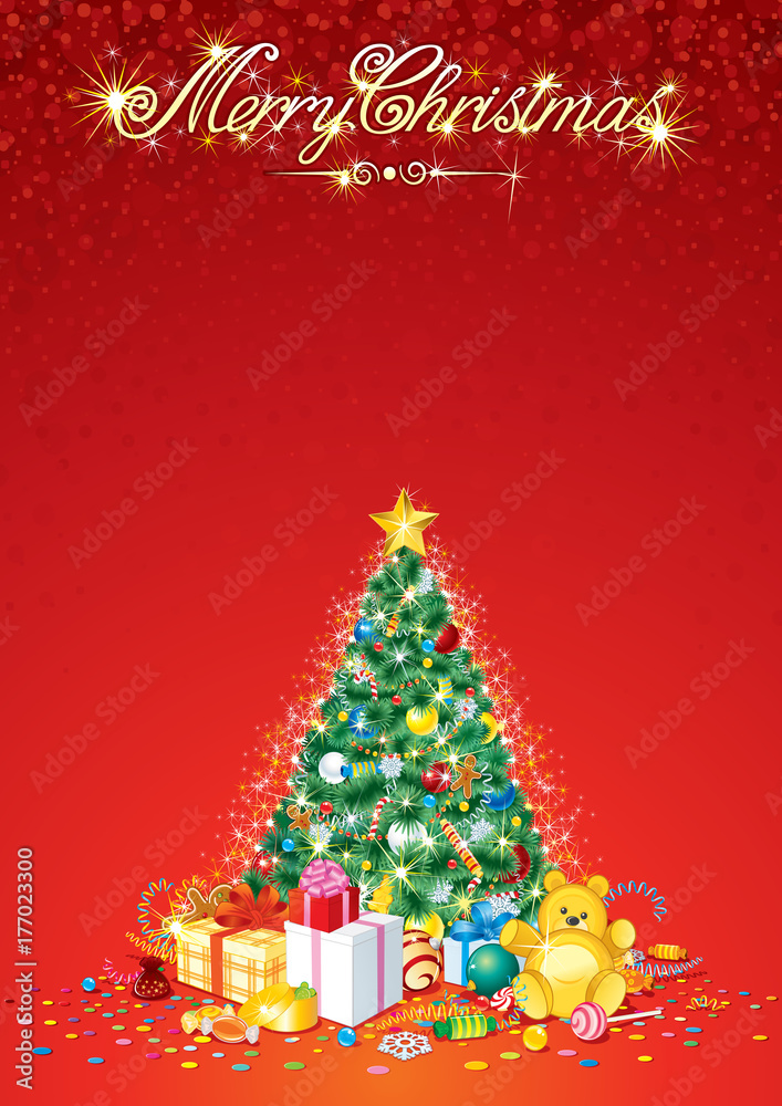 Christmas Tree Vertical Vector Background