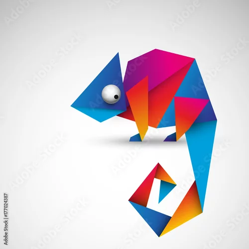 Fototapeta kolorowy kameleon origami wektor