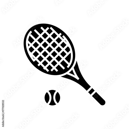 tennis racket icon, illustration, vector sign on isolated background