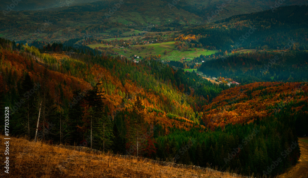 Autumn view of Tatra mountain.