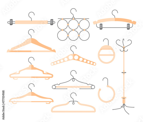 Set of hangers - modern vector realistic isolated clip art