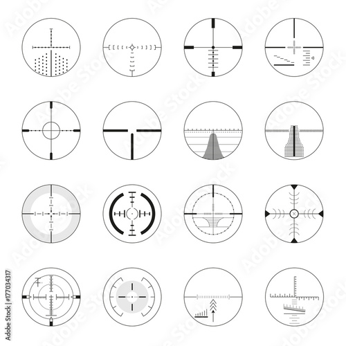 Set of sniper sights - modern vector realistic isolated clip art