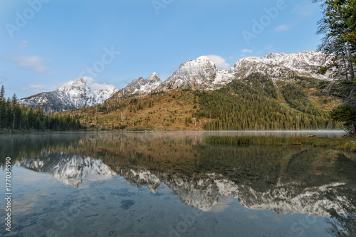 Teton Sunrise Reflection in String Lake in Fall