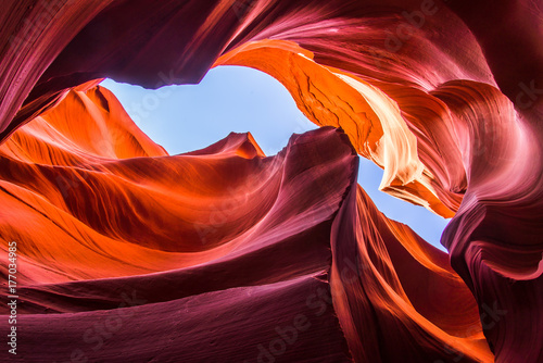 Colorful sandstone formation inside Lower Antelope Canyon photo