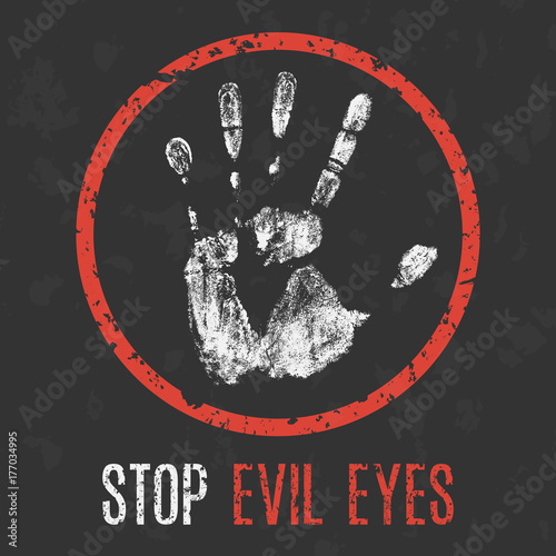 Vector. Paranormal phenomenon. Stop evil eyes.