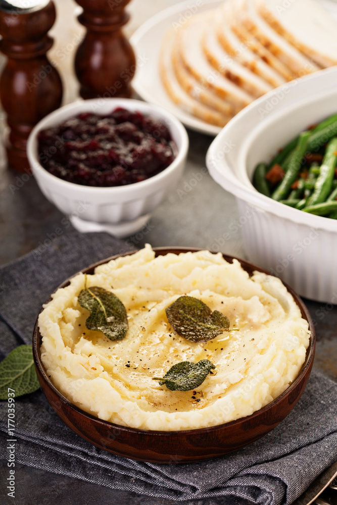 Mashed potatoes with butter and sage