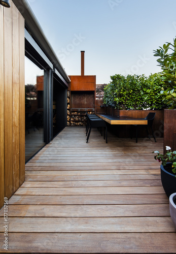 Beautiful terrace in contemporary interior photo
