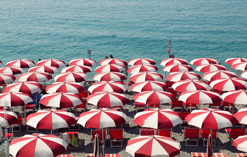 Sun umbrellas in Amalfi, Southern Italy