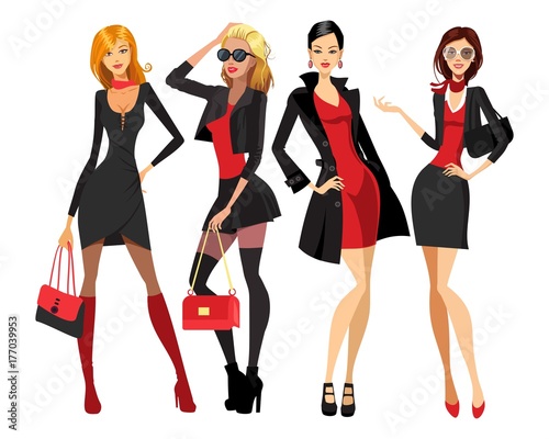 ladies' fashion. black and red
