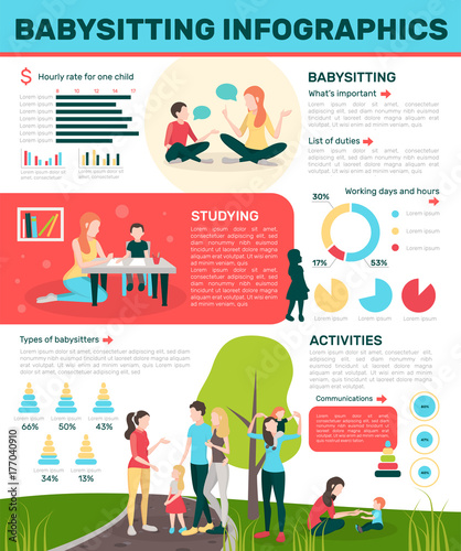 Active Babysitting Flat Infographics