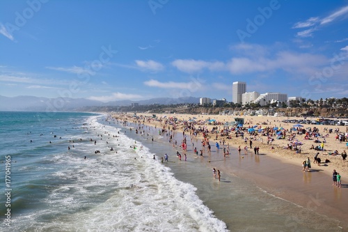 Santa Monica beach view from pier.