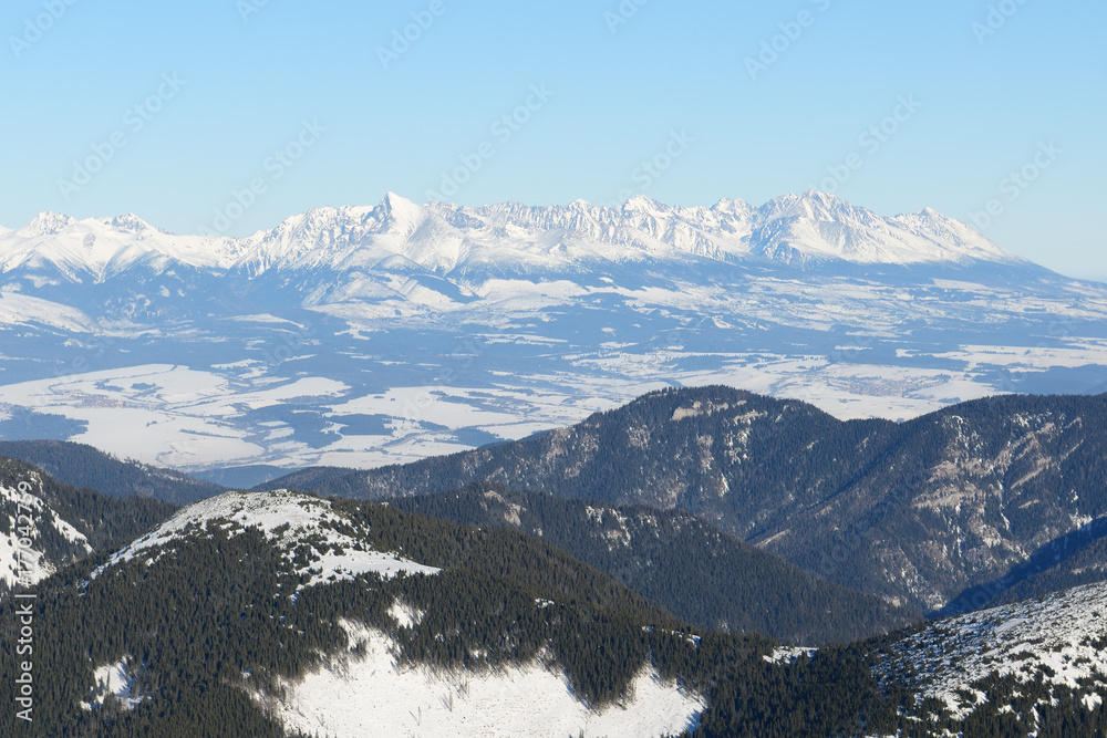The view on High Tatras mountains in Jasna Low Tatras, Slovakia