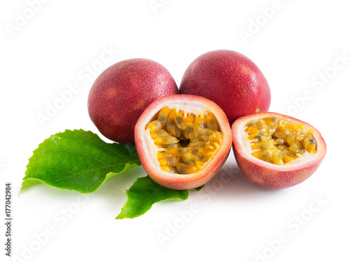 Fresh passionfruit isolated on white background with clipping path.