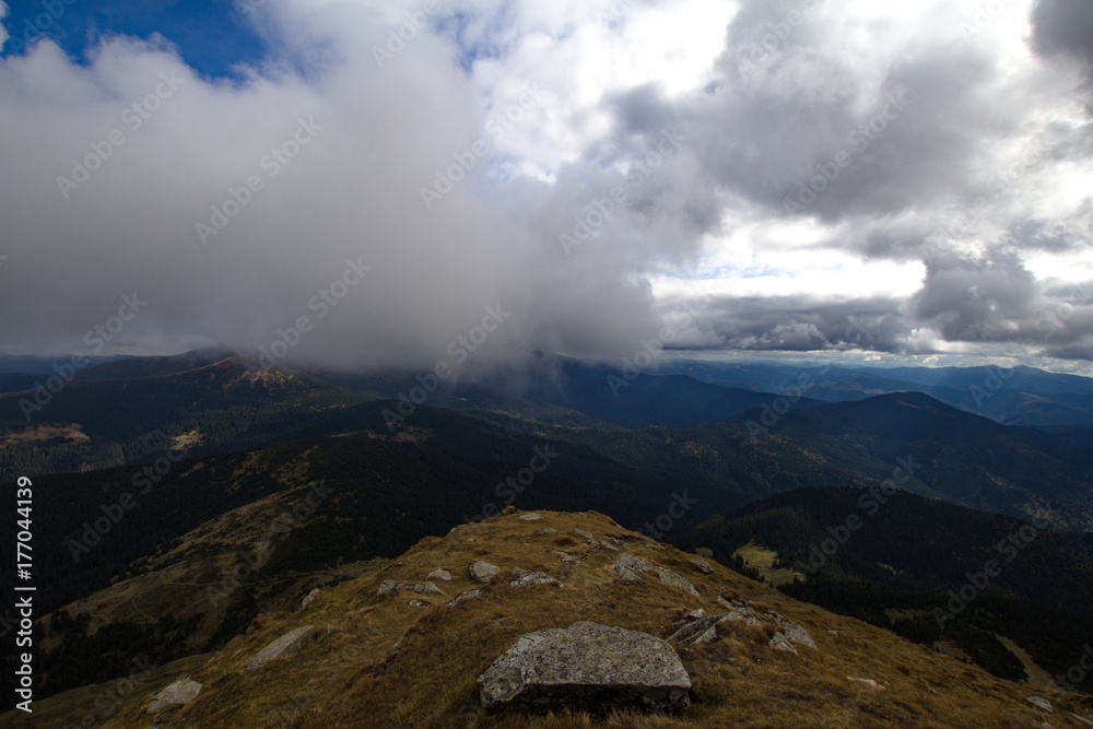 carpathian mountaines autumn landscape, forest and hills background carpathian mountaines autumn landscape, forest and hills background
