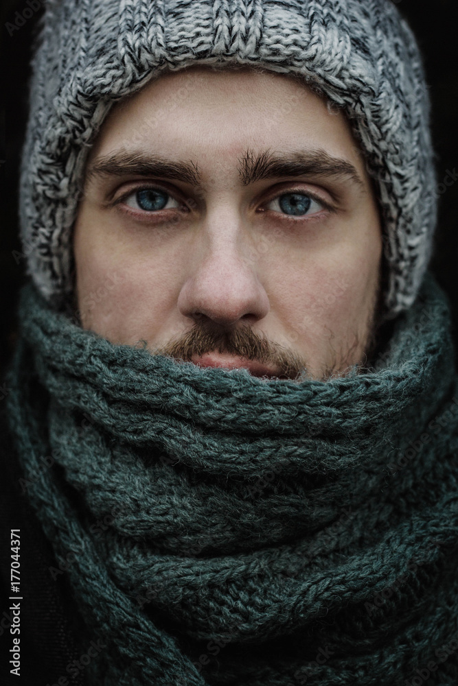 Portrait of male model in winter clothes Portrait of male model in winter clothes