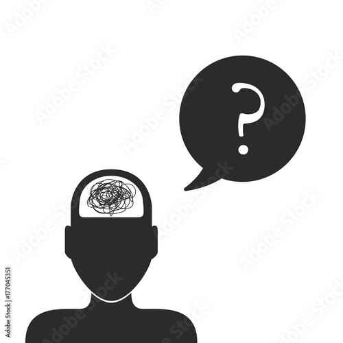 Confused man in the search for a solution to the problem. Tangled. Problem and difficulty concept. Vector