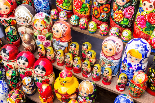 traditional russian dolls figures, gift shop © Pereginskaya