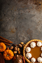 Pumpkin pie with whipped cream