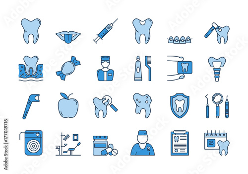 1691904 07 Blue DENTAL CARE icons set