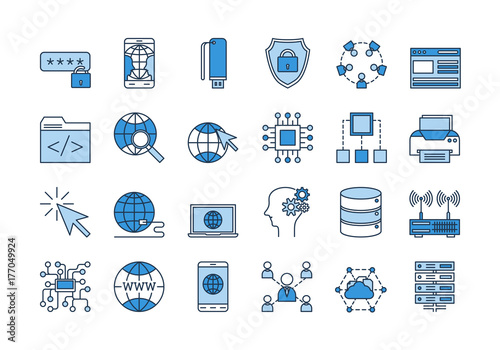 03 Blue INTERNET icons set