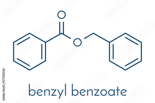 Benzyl benzoate drug molecule. Used as acaricide, scabicide, etc.  Skeletal formula. photo