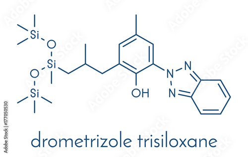 Drometrizole trisiloxane sunscreen molecule (UV filter). Skeletal formula.
