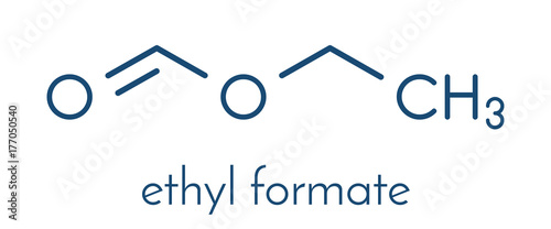 Ethyl formate (ethyl methanoate) molecule. Skeletal formula.