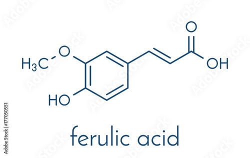 Ferulic acid herbal antioxidant molecule. Skeletal formula.