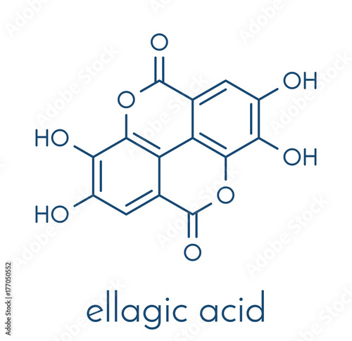 Ellagic acid dietary supplement molecule. Skeletal formula.
