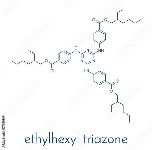 Ethylhexyl triazone sunscreen molecule (UV filter). Skeletal formula.