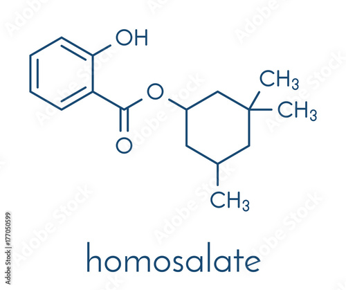 Homosalate sunscreen molecule (UV filter). Skeletal formula.