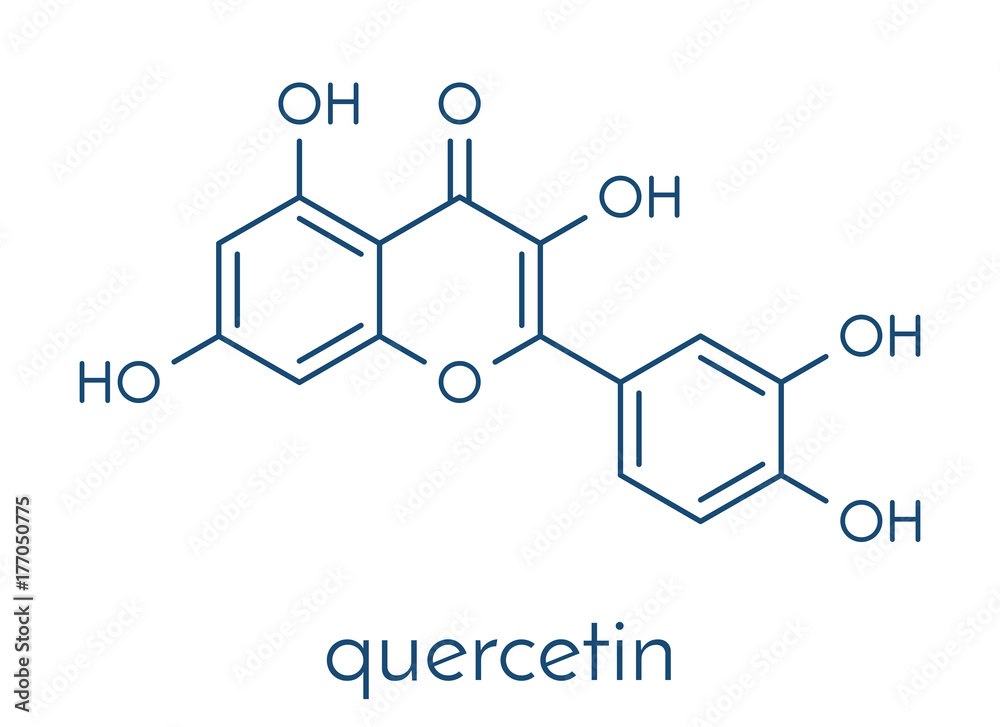 Quercetin plant molecule. Skeletal formula. Quercetin plant molecule. Skeletal formula.