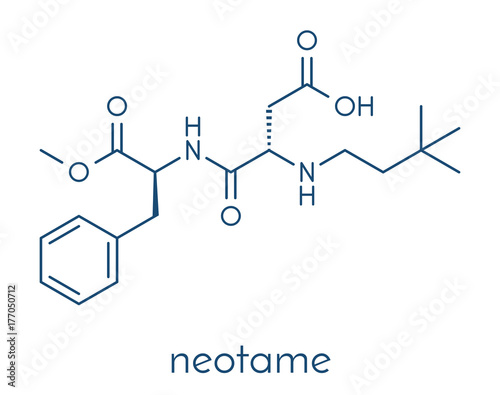 Neotame (E961) sugar substitute molecule. Skeletal formula.