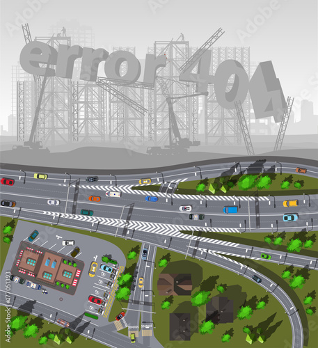 Web page banner with 404 error message with city map