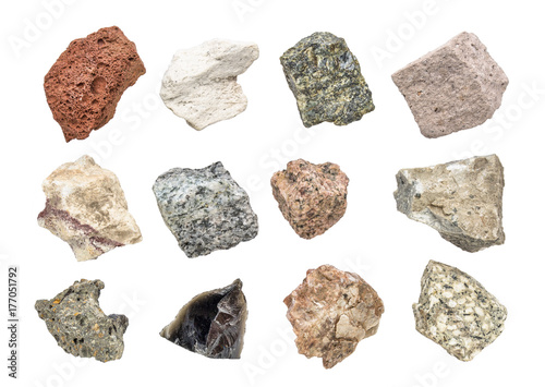 igneous rock geology collection isolated on white photo