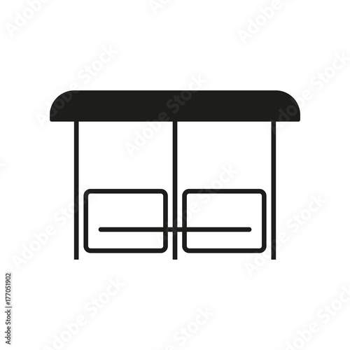 Bus stop simple icon silhouette on white background. Public transport.