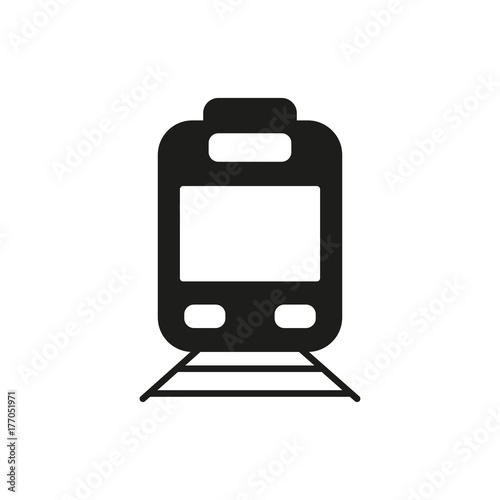 Train simple icon silhouette on white background. Ground transport