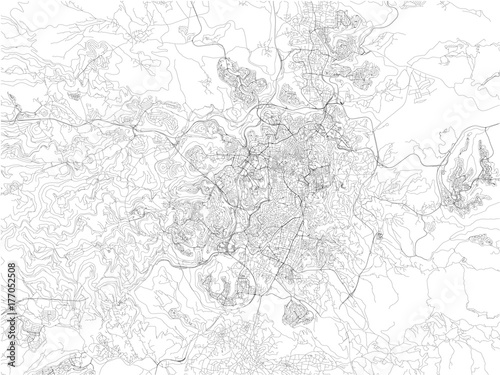 Strade di Gerusalemme, cartina della città, Israele. Mappa