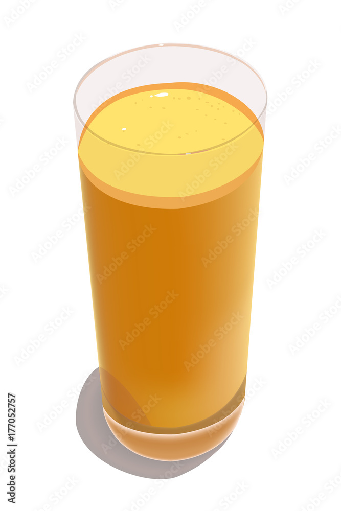 Glass with freshly squeezed orange juice on a white background Glass with freshly squeezed orange juice on a white background