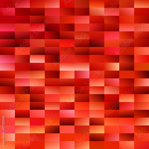 Geometrical gradient rectangle background - digital mosaic vector graphic from rectangles in red tones