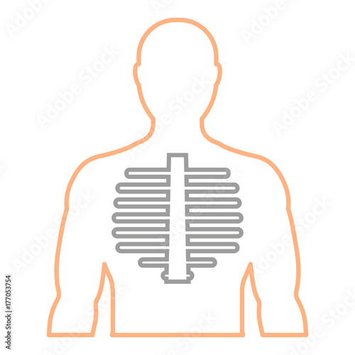 Men's contour with the image of the spine. Linear icon.