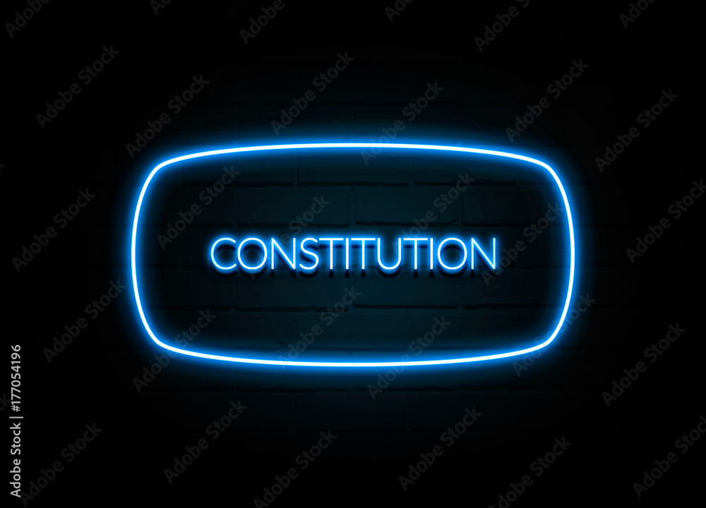 Constitution  - colorful Neon Sign on brickwall