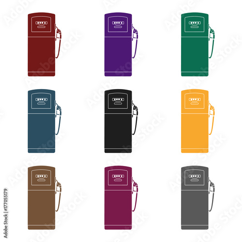 Fuel dispencer icon in black style isolated on white background. Oil industry symbol stock vector illustration.