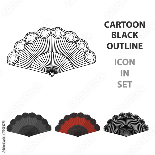 Flamenco fan icon in cartoon style isolated on white background. Spain country symbol stock vector illustration.