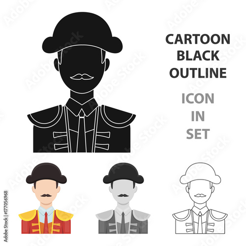 Matador icon in cartoon style isolated on white background. Spain country symbol stock vector illustration.
