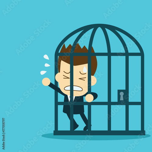 Prisoner businessman trapped in cage