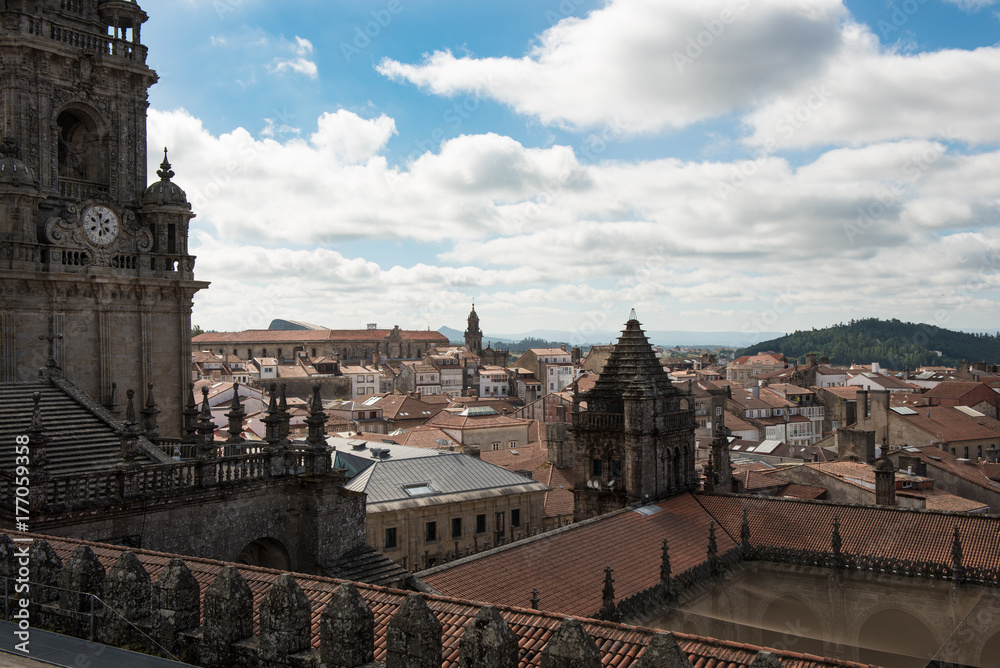 Views of the city of Santiago de Compostela from the roofs of its cathedral