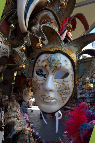 typical venetian masks on the stalls