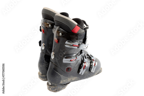 Grey well used ski boots
